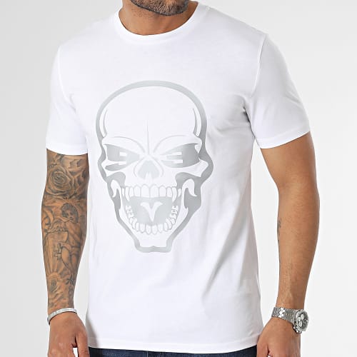 Tee Shirt Skull Blanc Argent