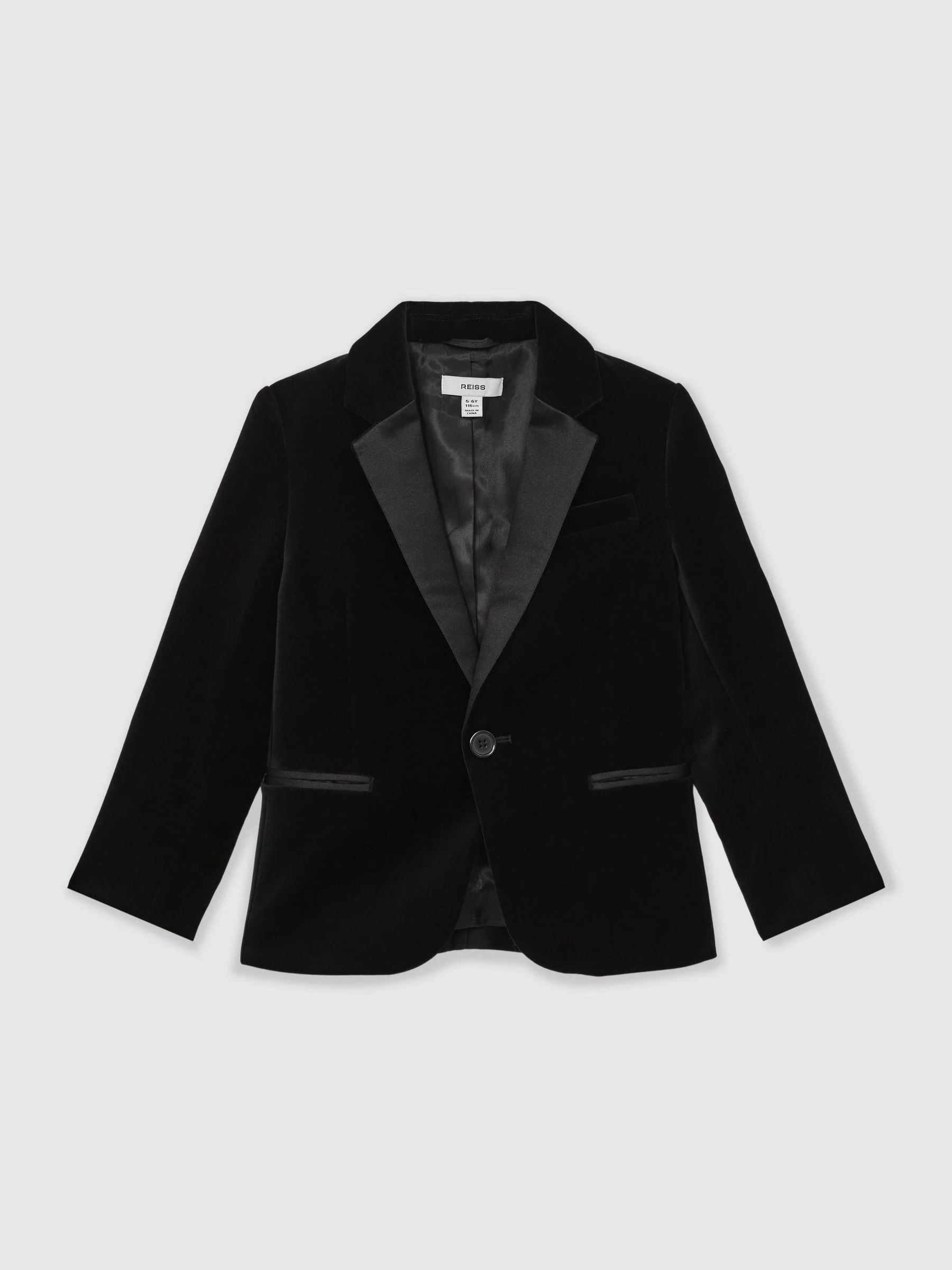 Zwart - Reiss Ace smoking blazer van fluweel met enkele knopenrij