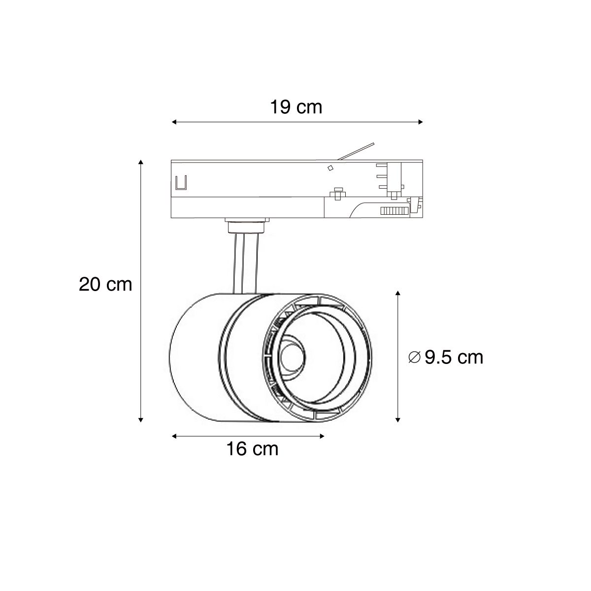 Moderne railspot wit voor 3-fase rail incl. LED - 3-Phase Ruler