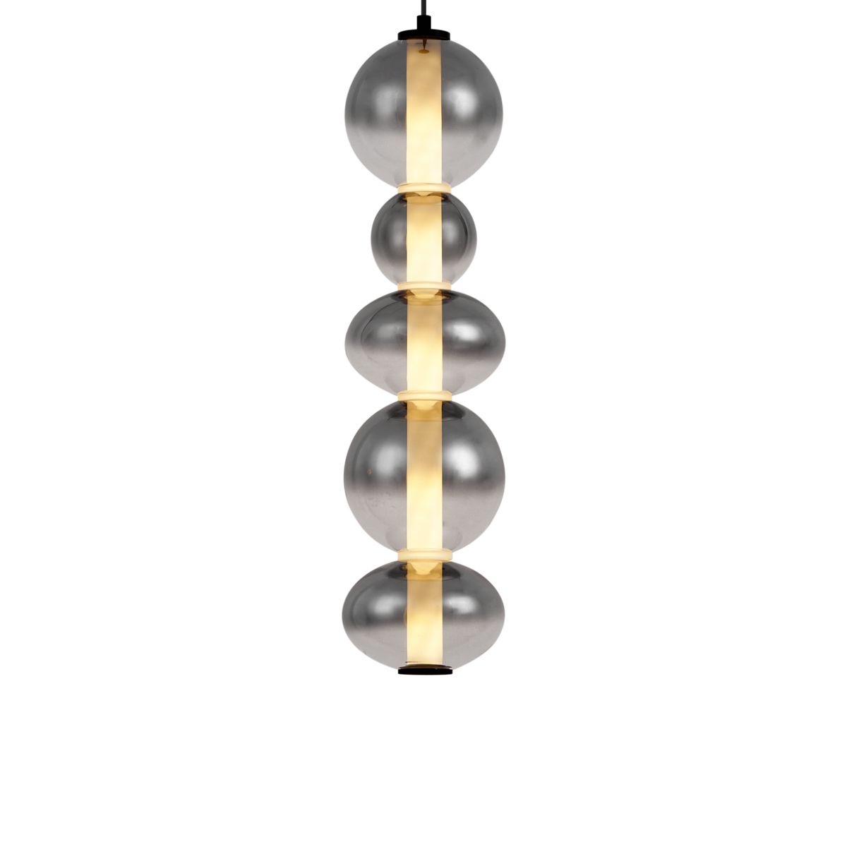 Art Deco hanglamp zwart met smoke en helder glas 5-lichts incl. LED - Lizzy