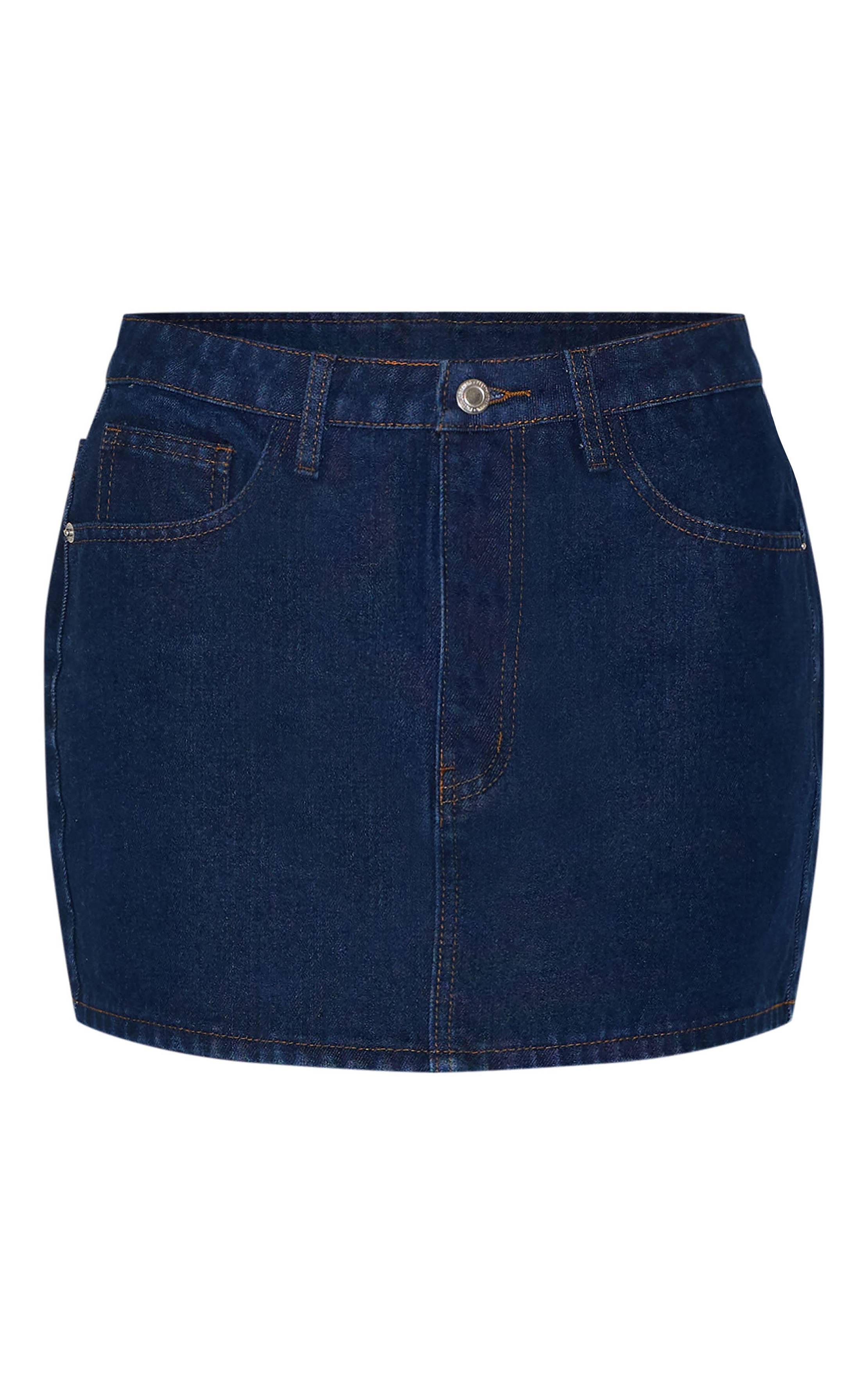 Bleu Indigo Mini-jupe En Denim Rigide