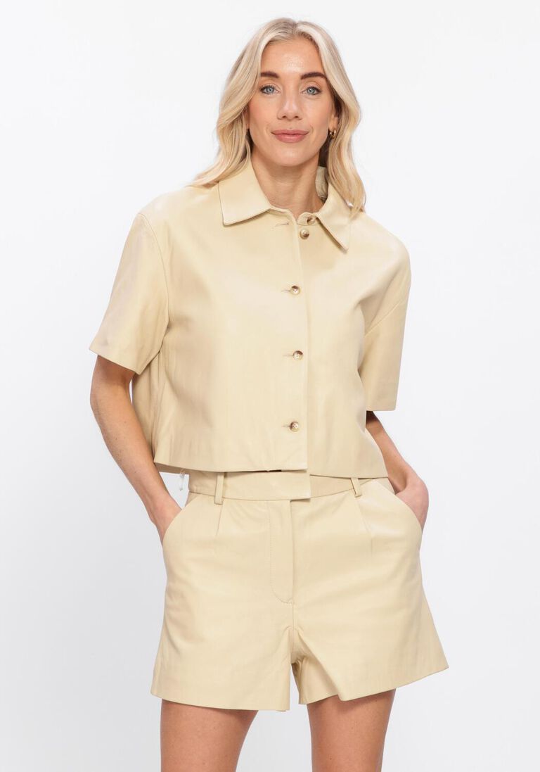 beige studio ar leren jas eveline sheep soft waxed