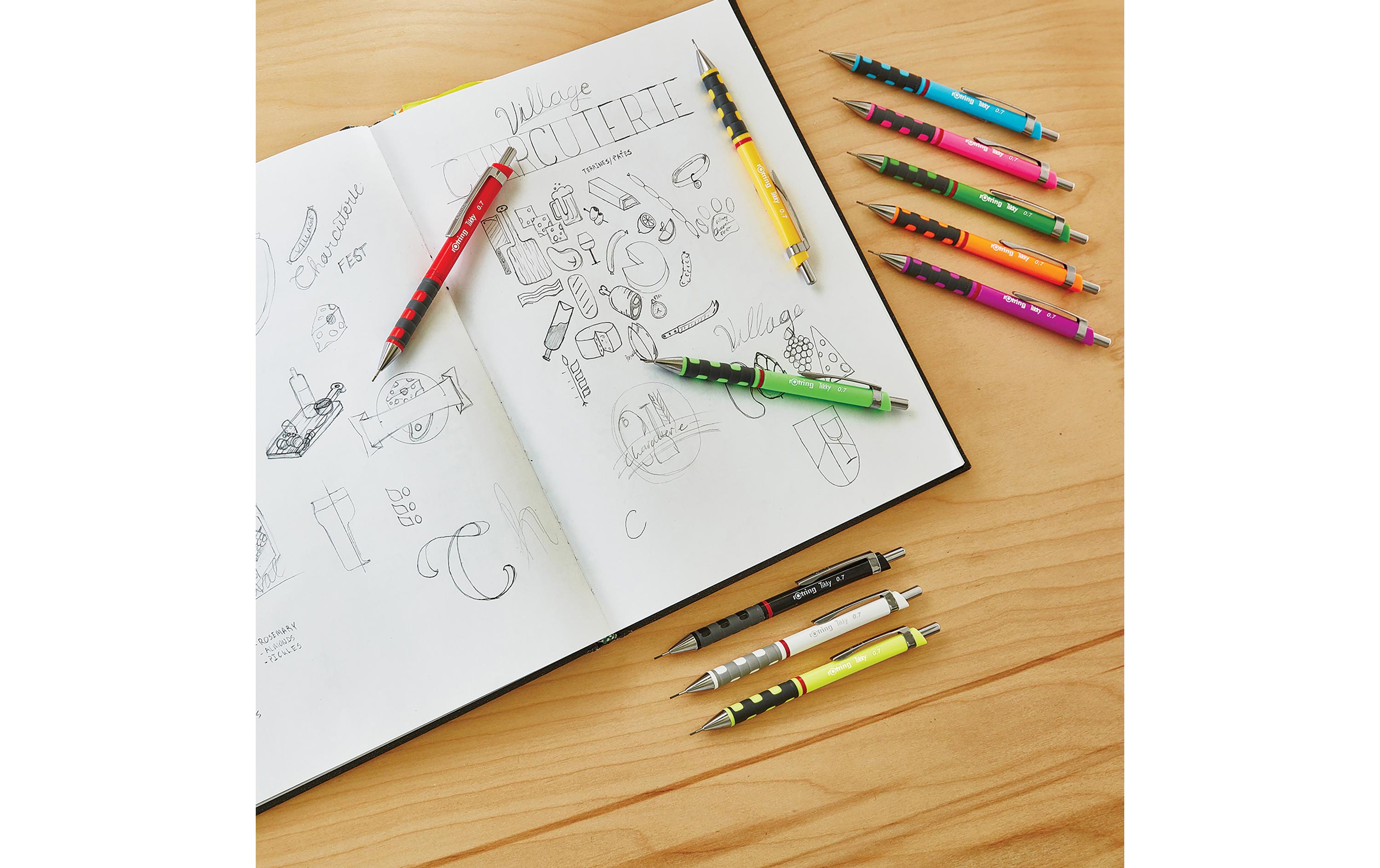 Minenbleistift Tikky HB, 0.5 mm, WeissDruckbleistift mit gummiertem Softtouch-Griff für Schule und Büro