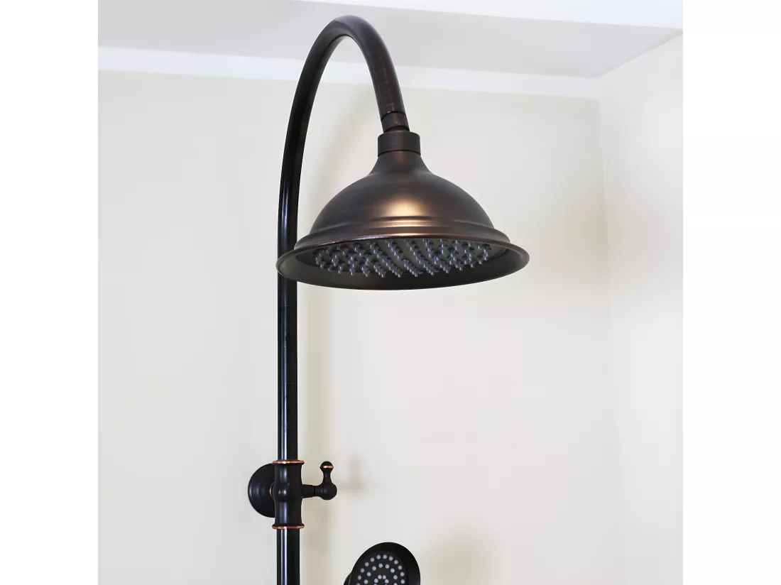 Leeds colonne de douche rétro noir vieilli mitigeur mécanique - Essebagno