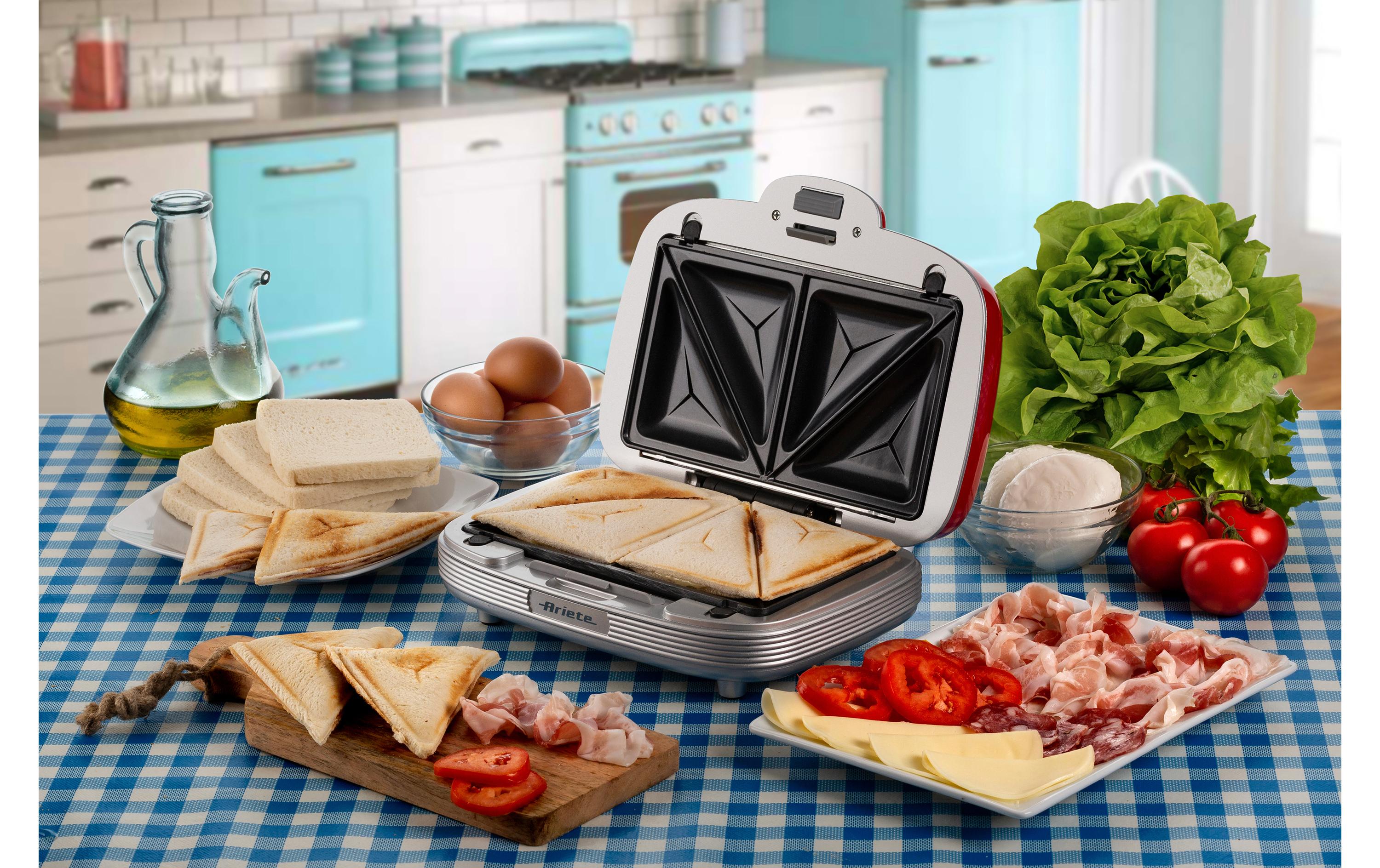 Multifunktionsgrill Party Time ARI-1972-RD 700 W, Rot/WeissSandwich- und Keksmaschine