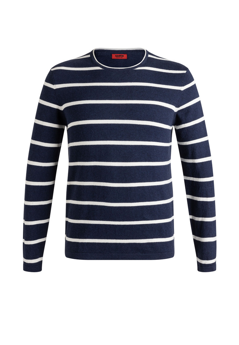 Sweater round neck striped Blau