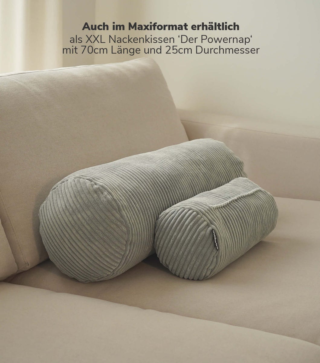 mokebo nekkussen met corduroy hoes 'The Nap', nekrol of kussenrol in beige