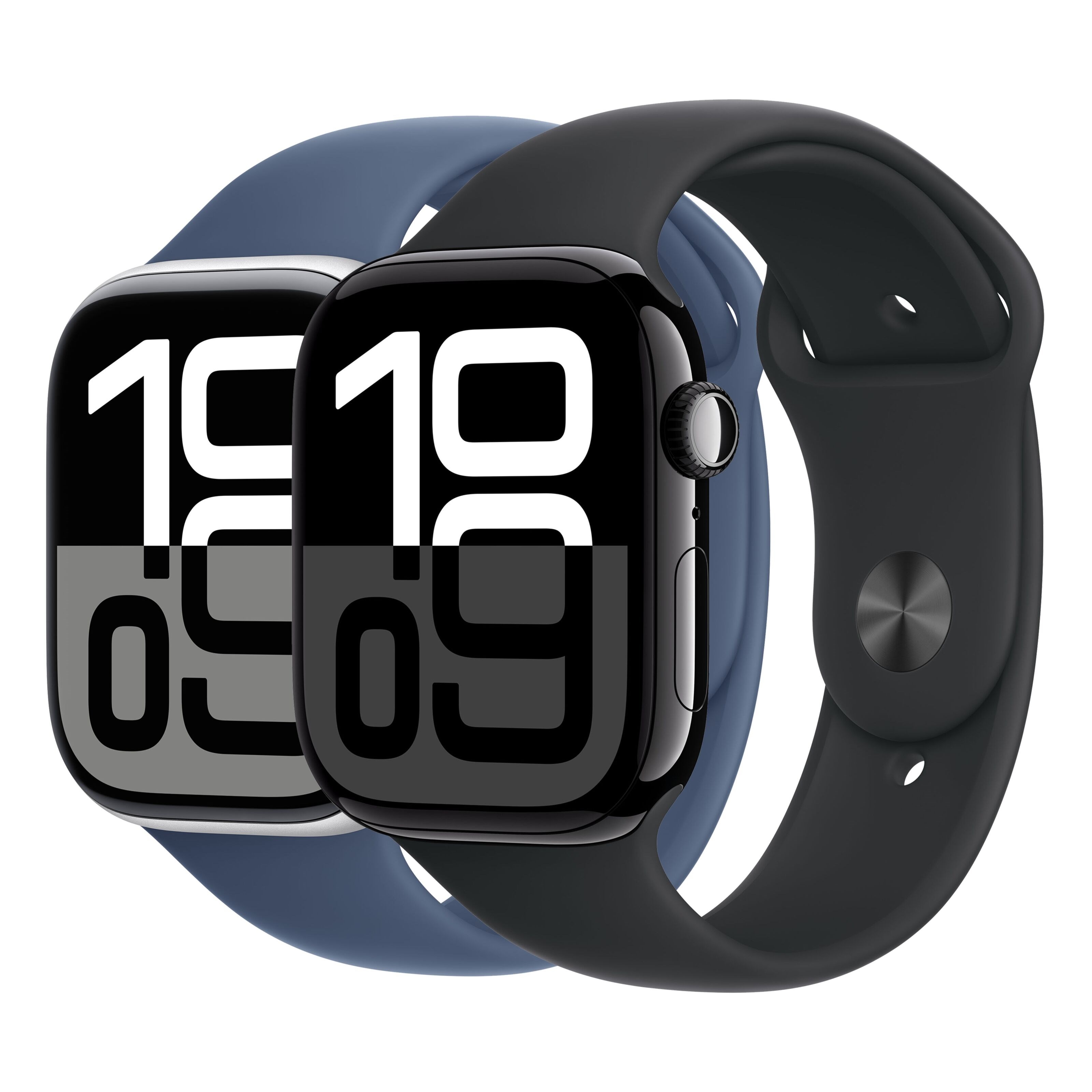 Apple Watch Series 10 GPS 46 mm Silver Case med Denim Sport band S/M