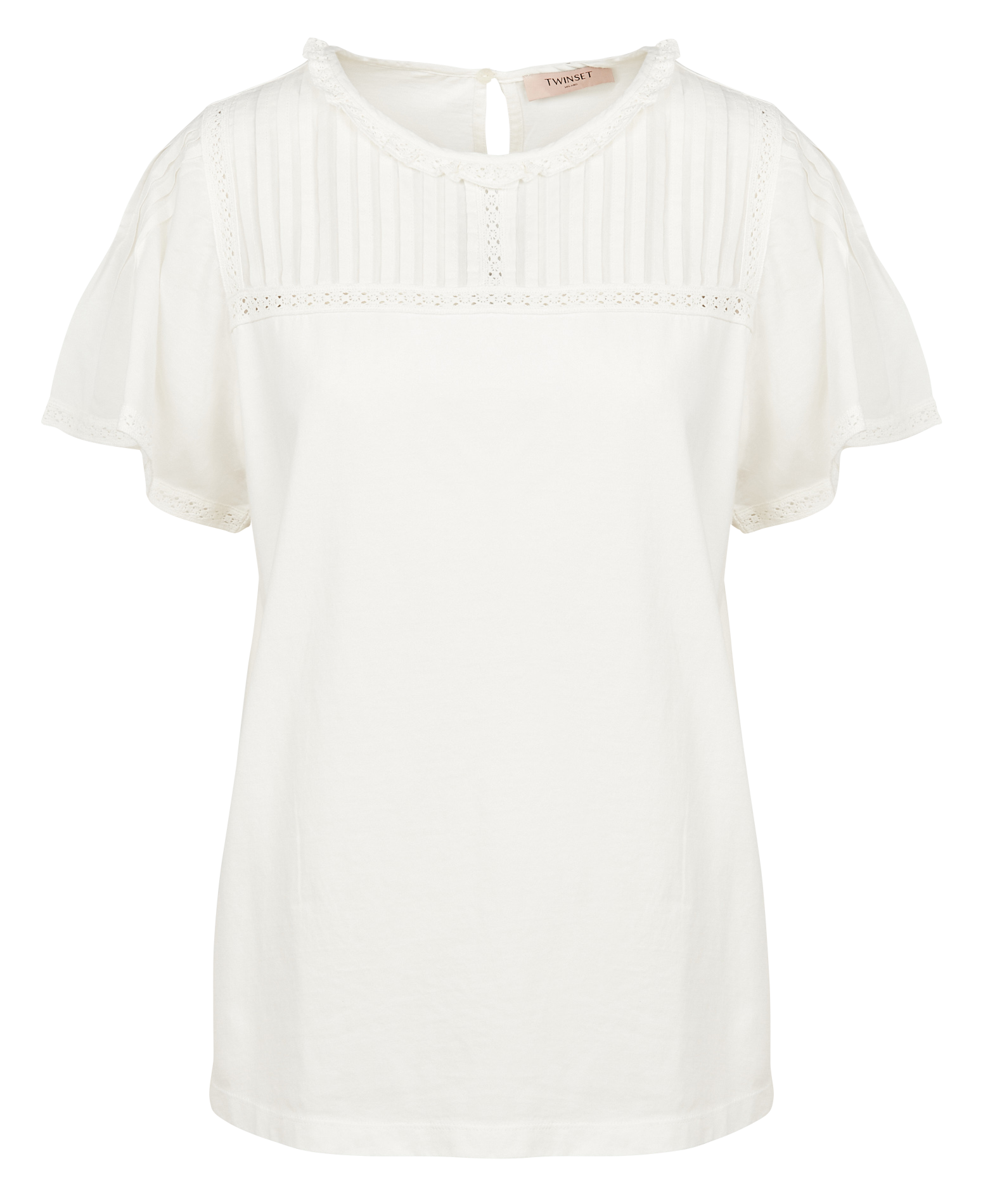 Top avec dentelle macramé| Blanc