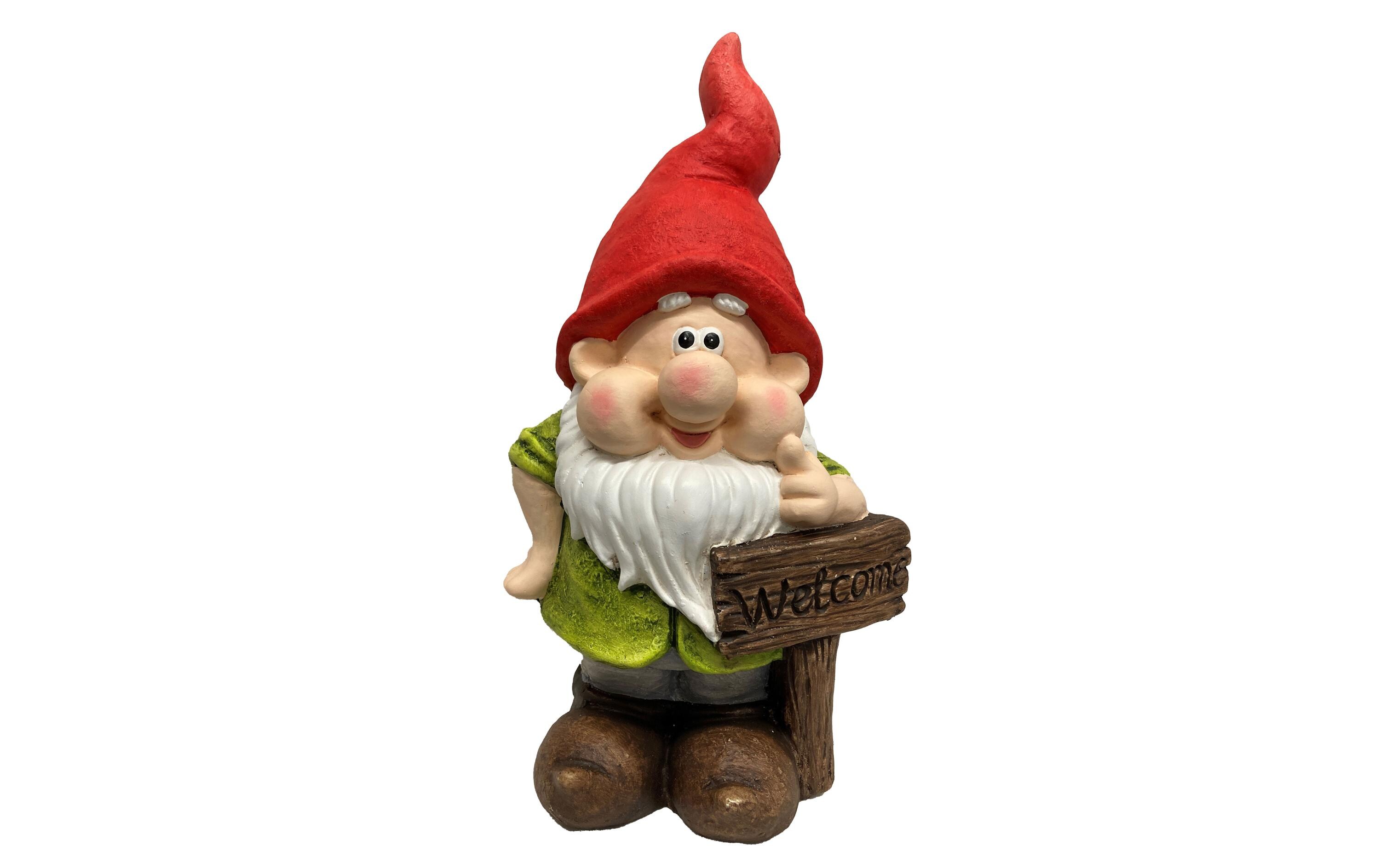 Dekofigur Gartenzwerg mit Schild, 18 x 23 x 41 cmGartenfigur