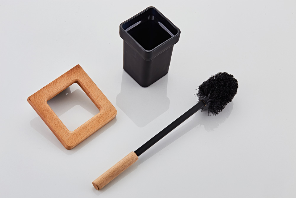 Saniclear Lumber toiletborstel mat zwart walnoothout