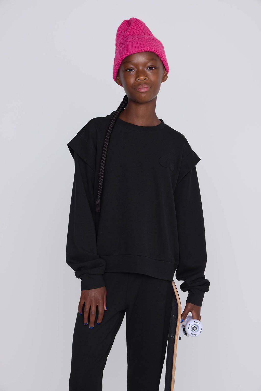 Coolcat Sweater Topaz met Schouder Detail Zwart