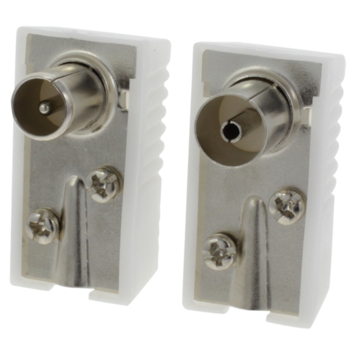 OK Coax Stekkerset Male/ Female Wit