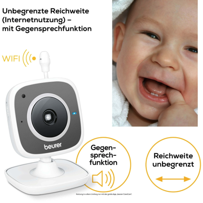 Baby Care Monitor BY 88 Smart Babyphone WLAN Kamera mit App Steuerung (95264) - Weiss