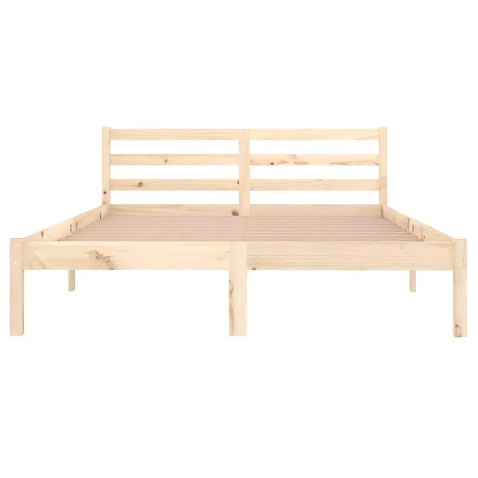 vidaXL - Bed frame met hoofdbord - Naturel - Massief grenenhout - 140x200 cm