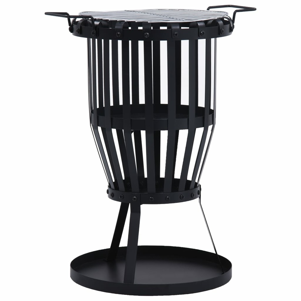 Panier de foyer de jardin avec gril de barbecue acier 47,5 cm