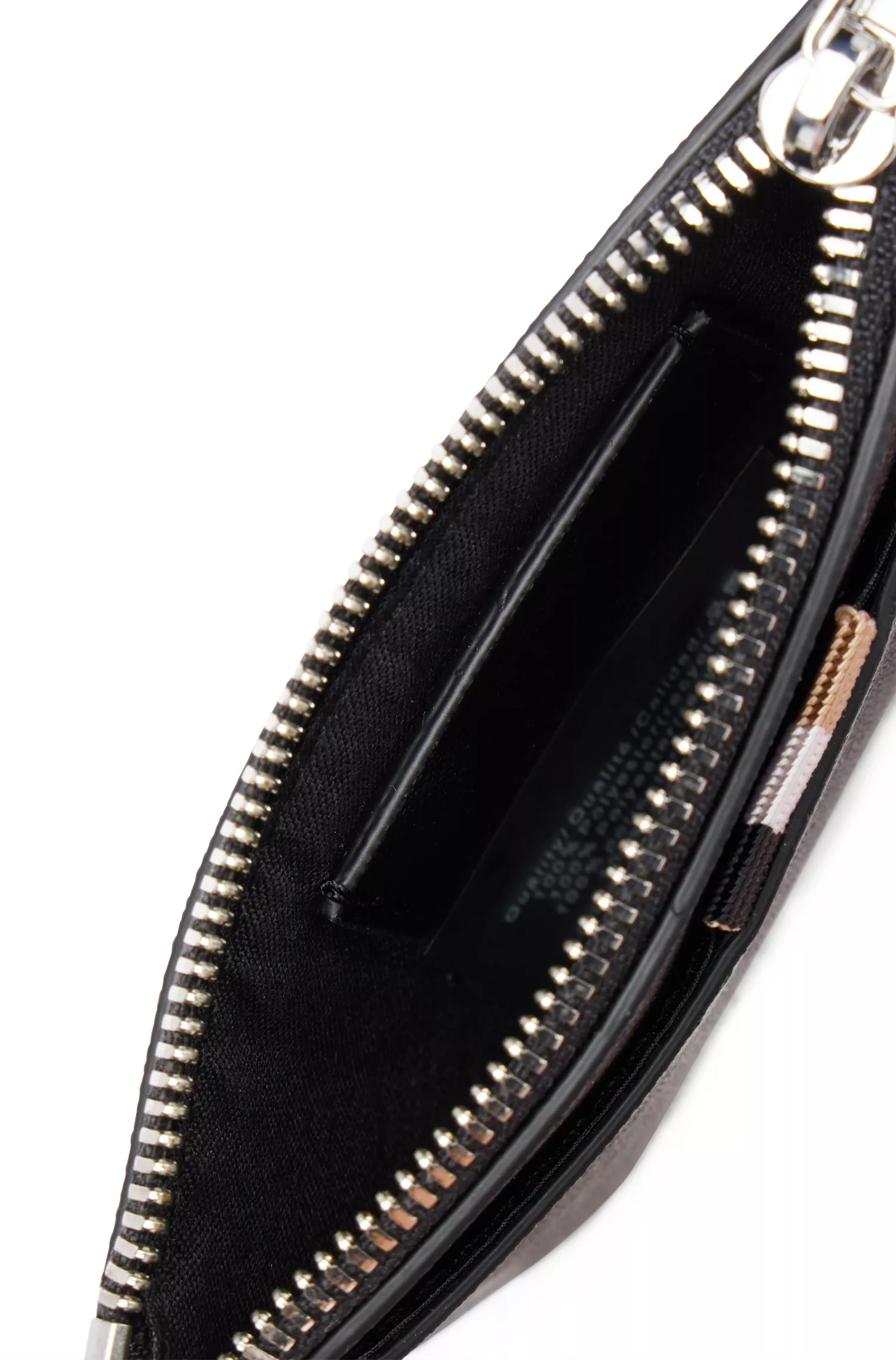Porta-cartões BOSS preto estruturado com bolso para moedas com zíper