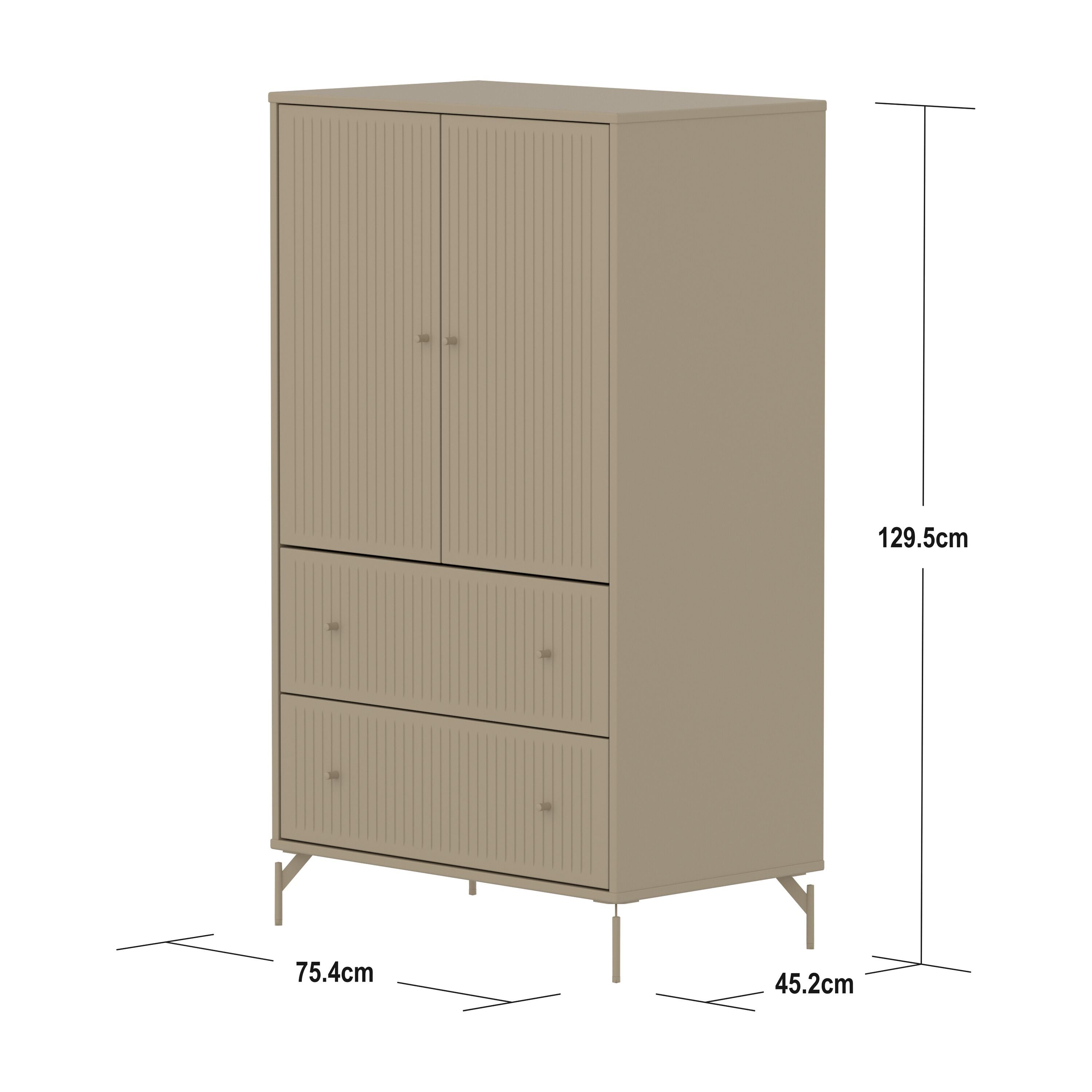 SAGA Schr groov 2 Schbl oat,oat knob/Füs - Oat / B: 75.0 cm x T: 45.0 cm x H: 129.5 cm