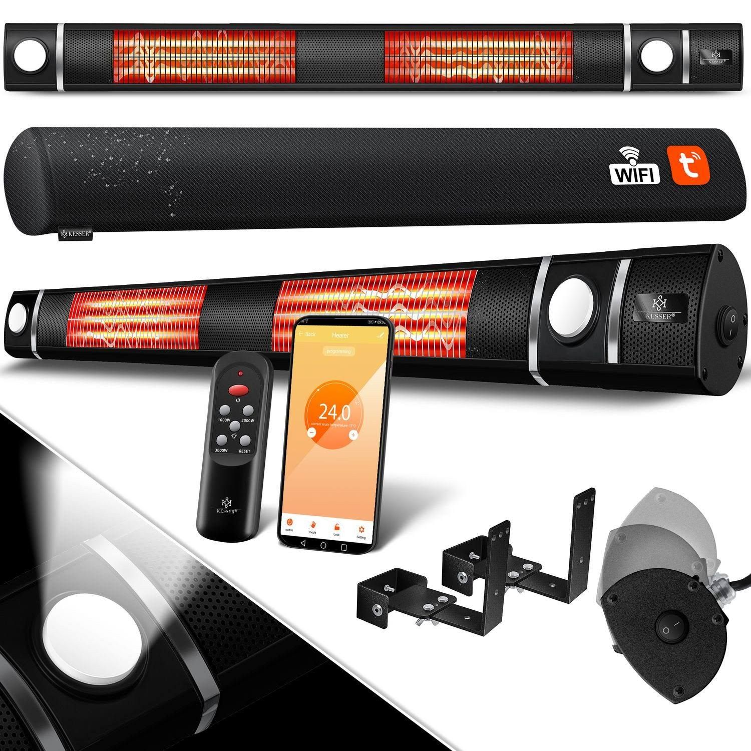 KESSER Infrarot Heizstrahler 3000W IR-Gastro-Bar inkl. LED Licht Terra