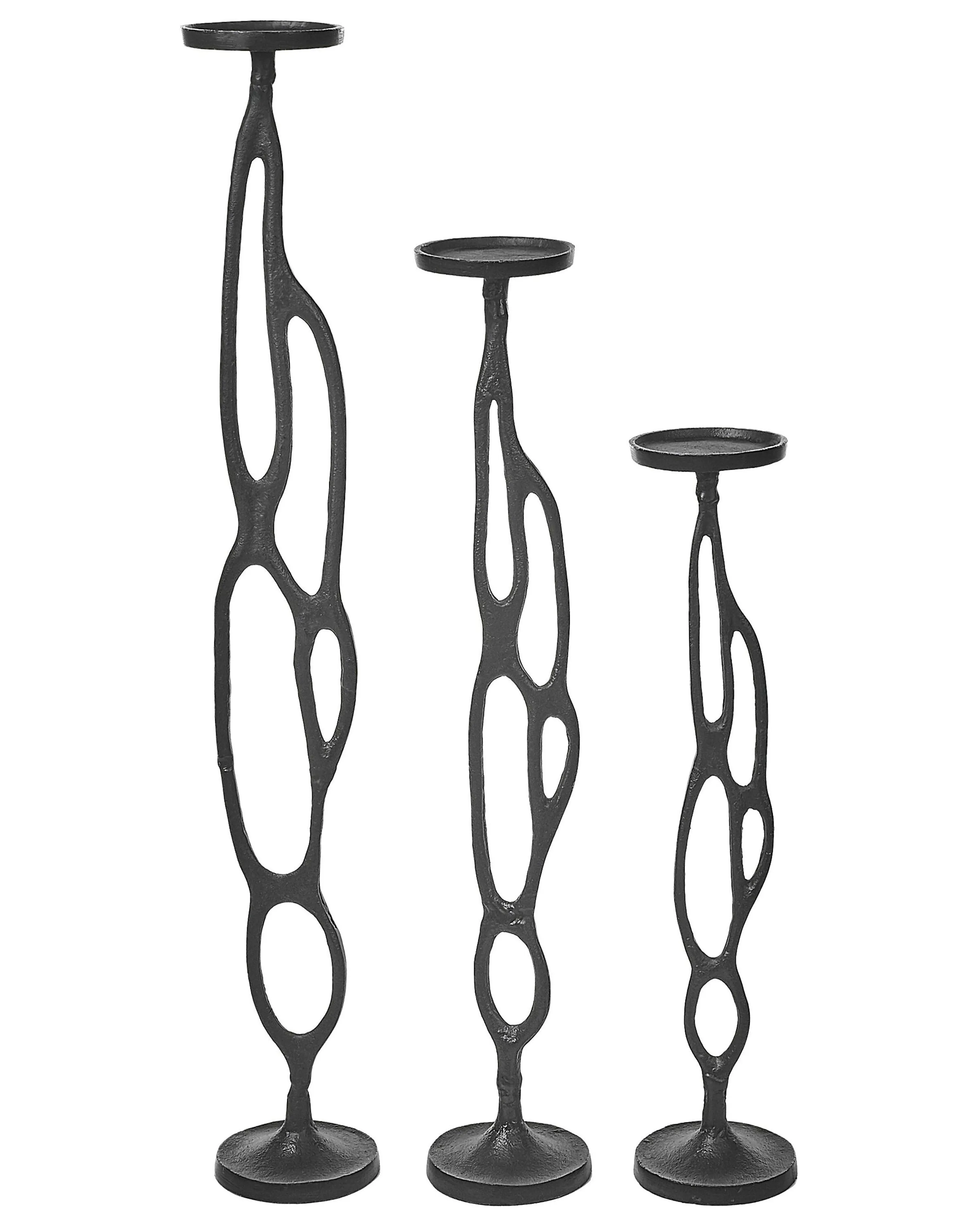 Set van 3 kaarshouders BUNI Metaal 54/68/84 cm Zwart