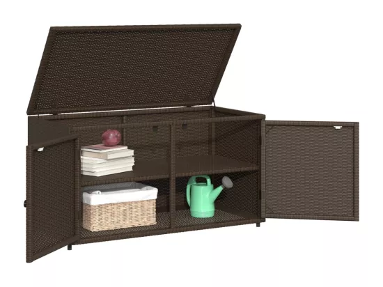 Armoire de rangement jardin marron 110x55x60,5cm résine tressée