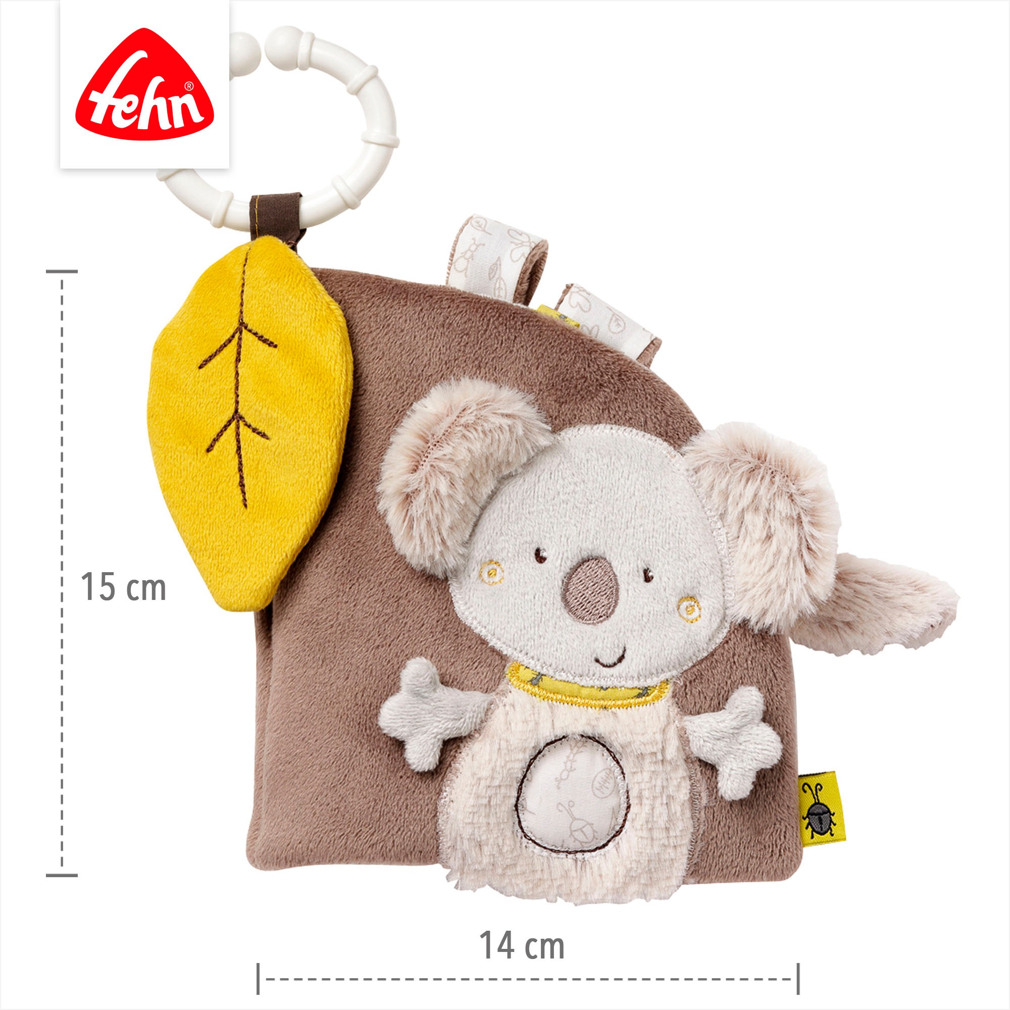 Fehn Greifspielzeug »Australia, Stoffbuch« mit Ring zur Befestigung an Kinderwagen, Babyschale oder Bett