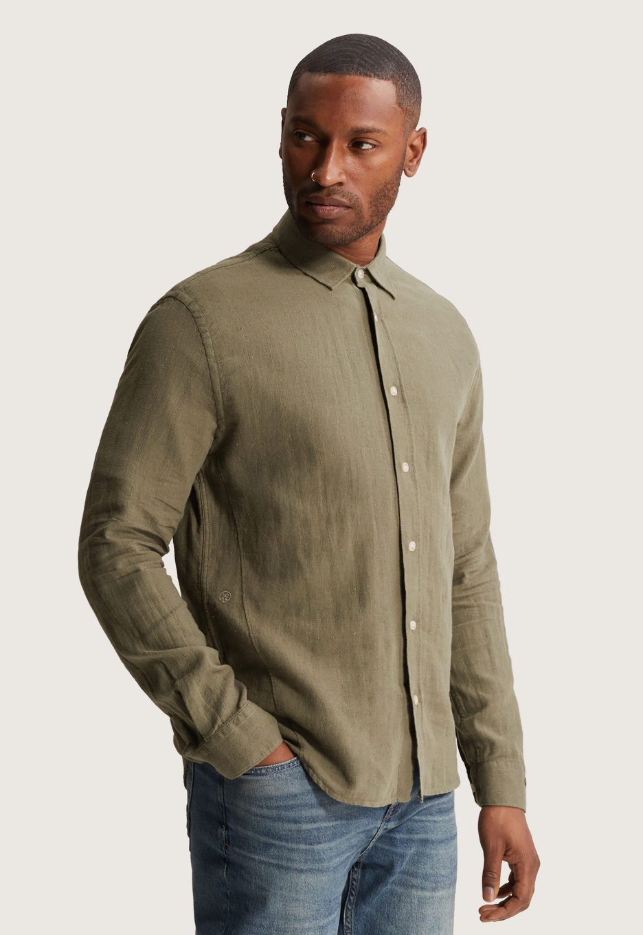 Cast Iron Cotton Linen Structure Overhemd