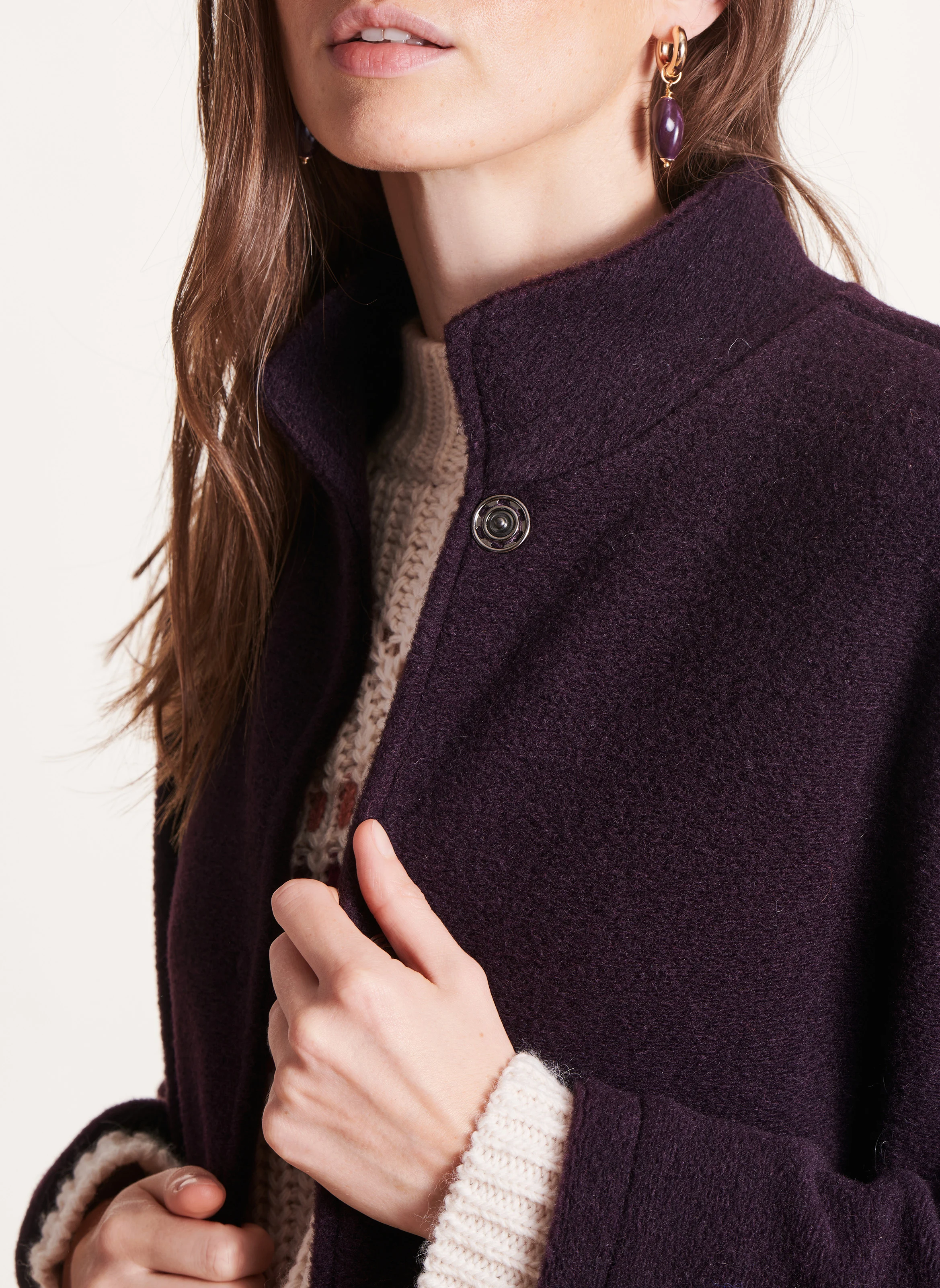 Manteau col montant| Violet