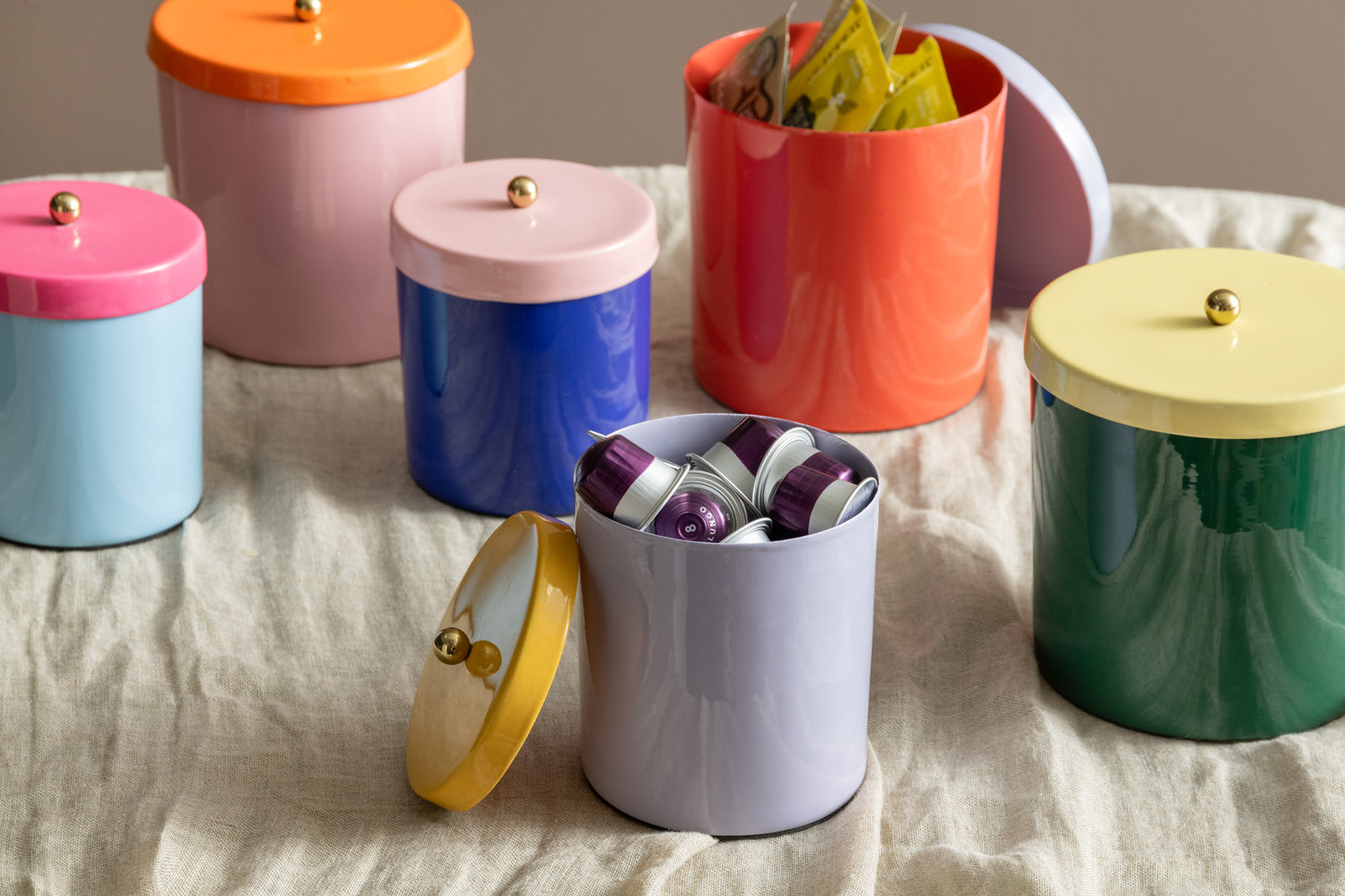 Present Time - Storage Jar Double Funky Retro - Groen & Geel