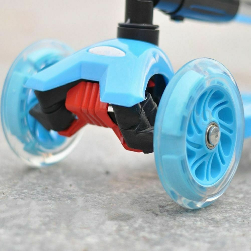 (2er Set) Ø12cm LED Scooter Räder Leuchtende Kickroller Ersatz Reifen Tretroller Kugellager Rollen - Rot