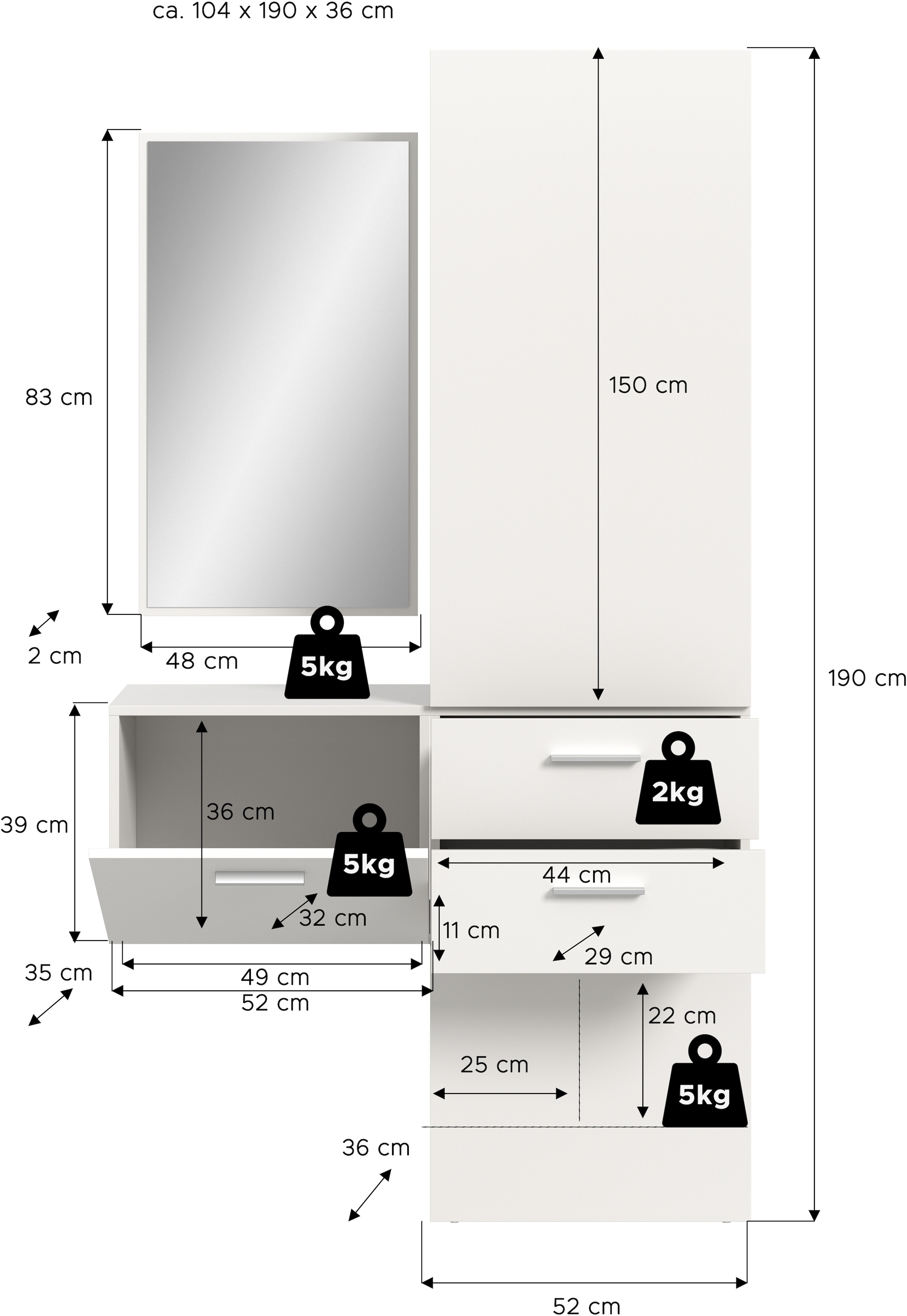 INOSIGN Garderoben-Set Set, 3 Stk. tlg.