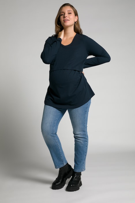 Bellieva-Shirt, elastische Raffungen, 3/4-Arm, GOTS