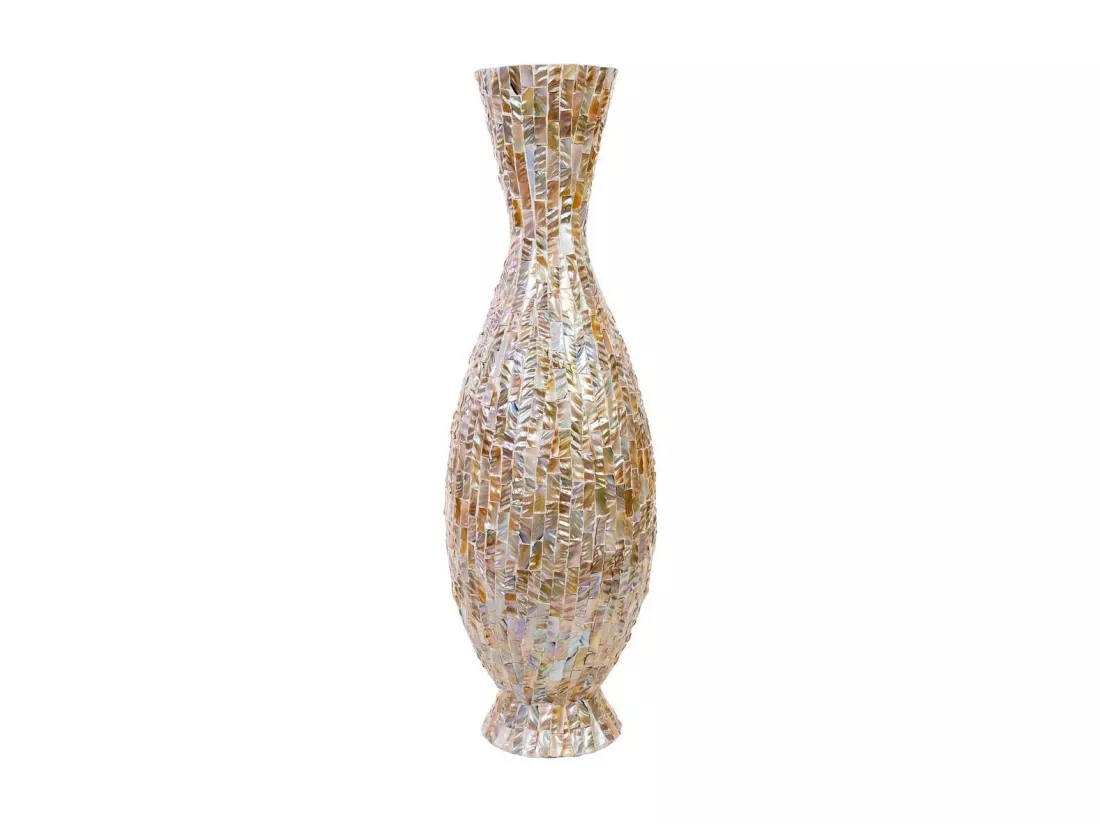 Vase en nacre marron et bois D28x91h cm