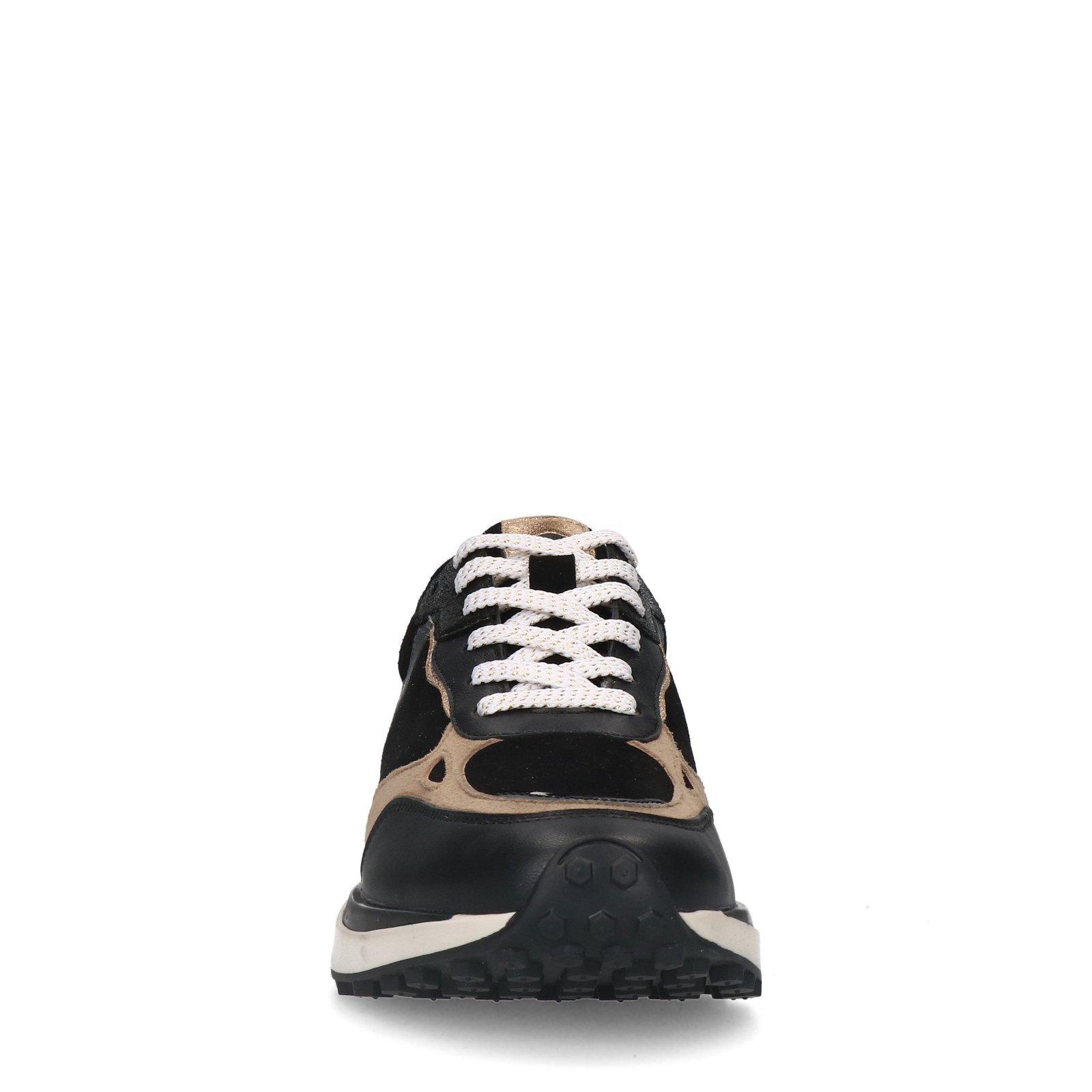 Zwarte leren sneakers met suède details