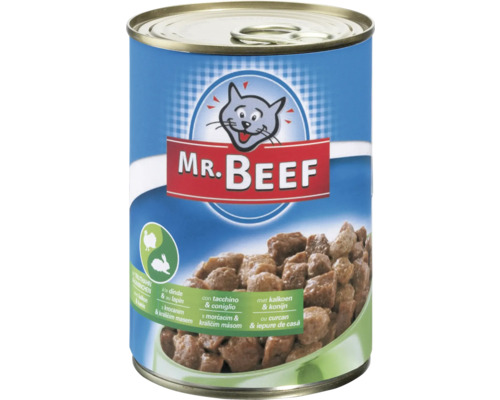 MR. BEEF natvoer voor katten, kalkoen en konijn, 400 g