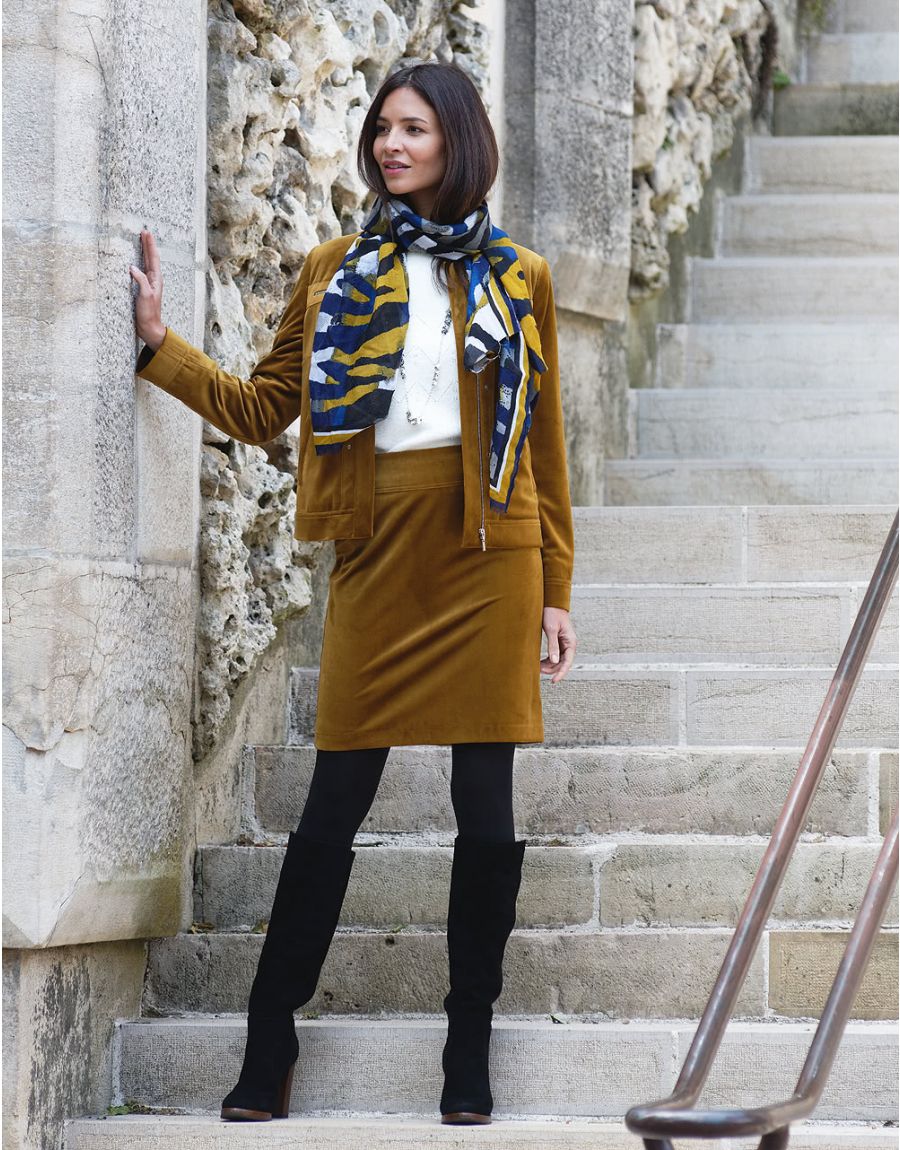 Jupe ocre en velours