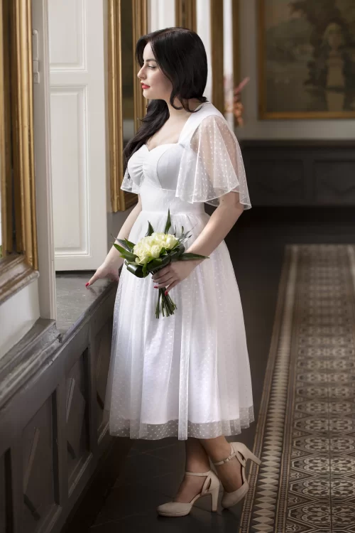 Topvintage Boutique Collection Topvintage exclusive ~ Holly Bridal swing jurk in wit