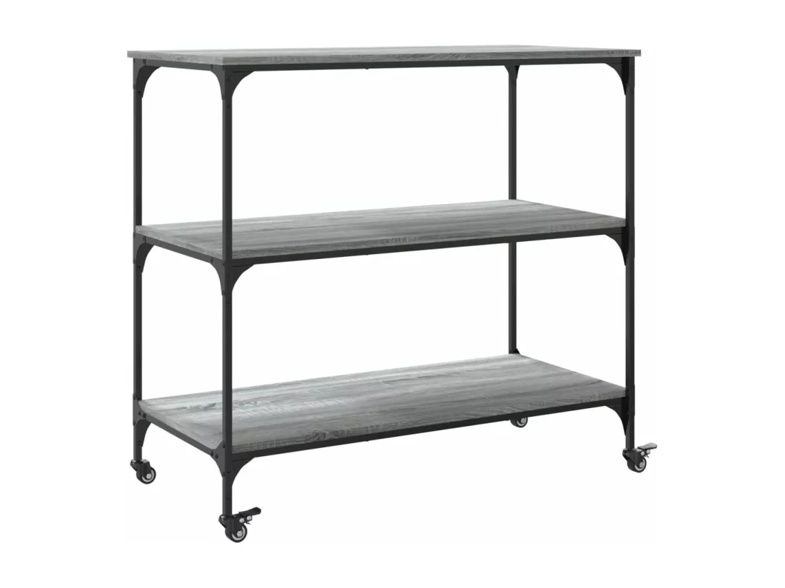 Chariot de cuisine sonoma gris 102x50x95 cm bois d'ingénierie