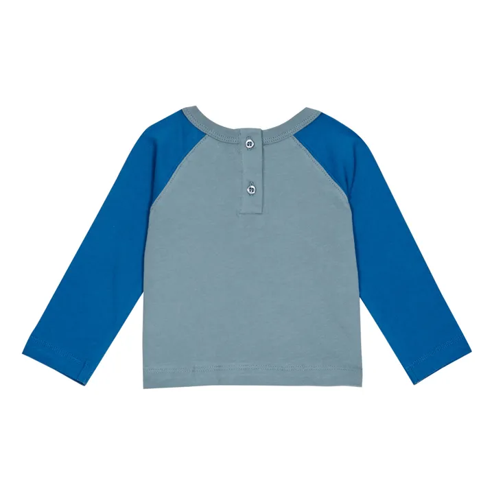 Emile et Ida T-Shirt Coton Bio Bicolore Chat | Bleu