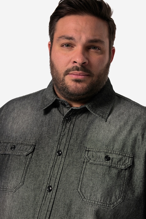 John F. Gee Jeanshemd, Langarm, Kentkragen, Modern Fit, bis 8 XL