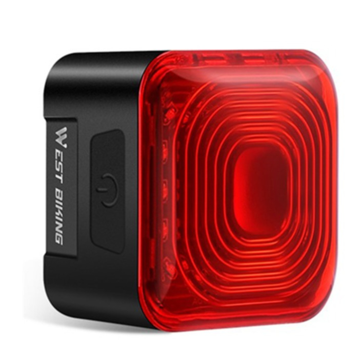 1100mAh Wiederaufladbares USB Fahrrad Rücklicht Velo LED Bremssensor IP55 - Schwarz