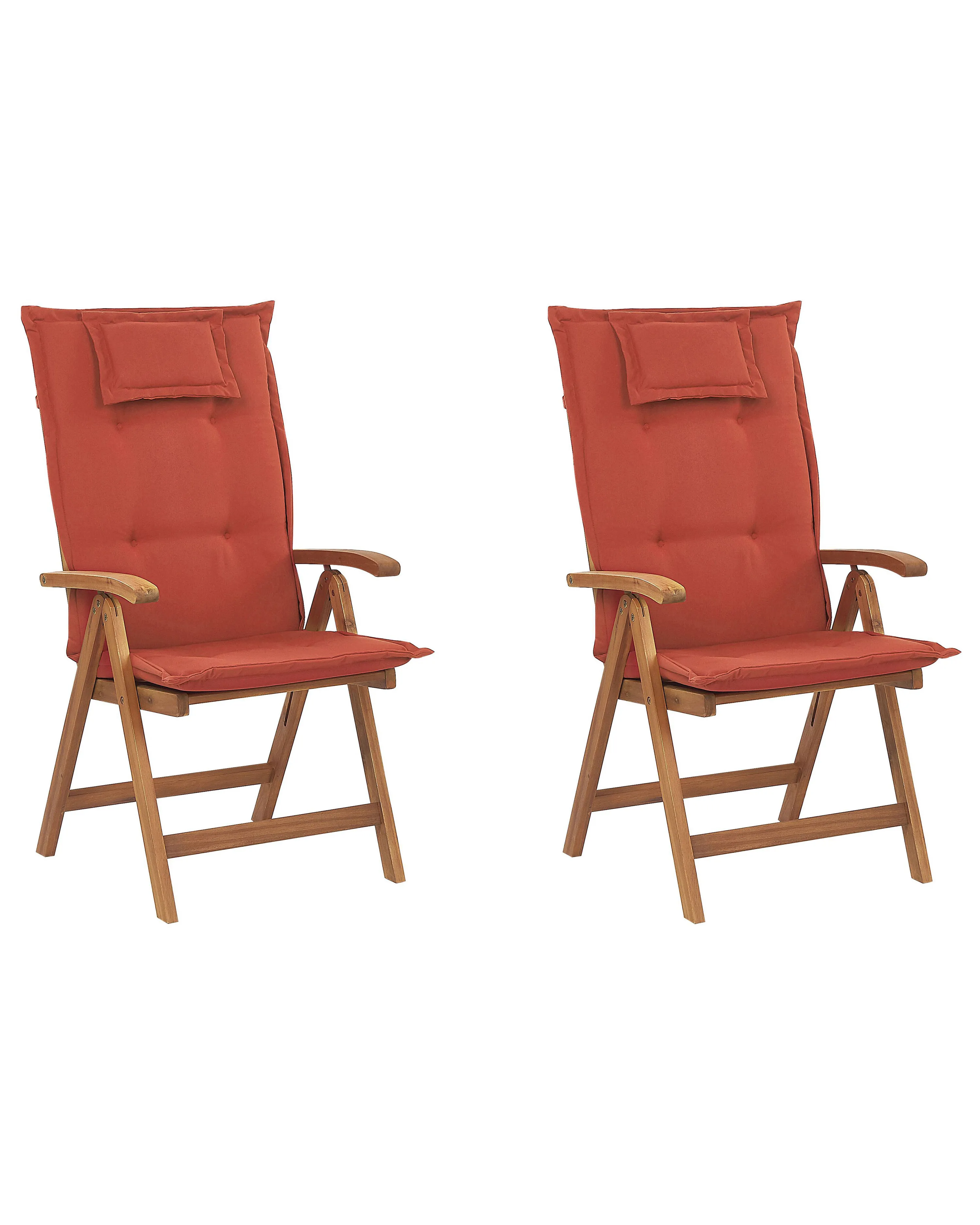 Set van 2 stoelen met zitkussen JAVA Acaciahout Donkerrood