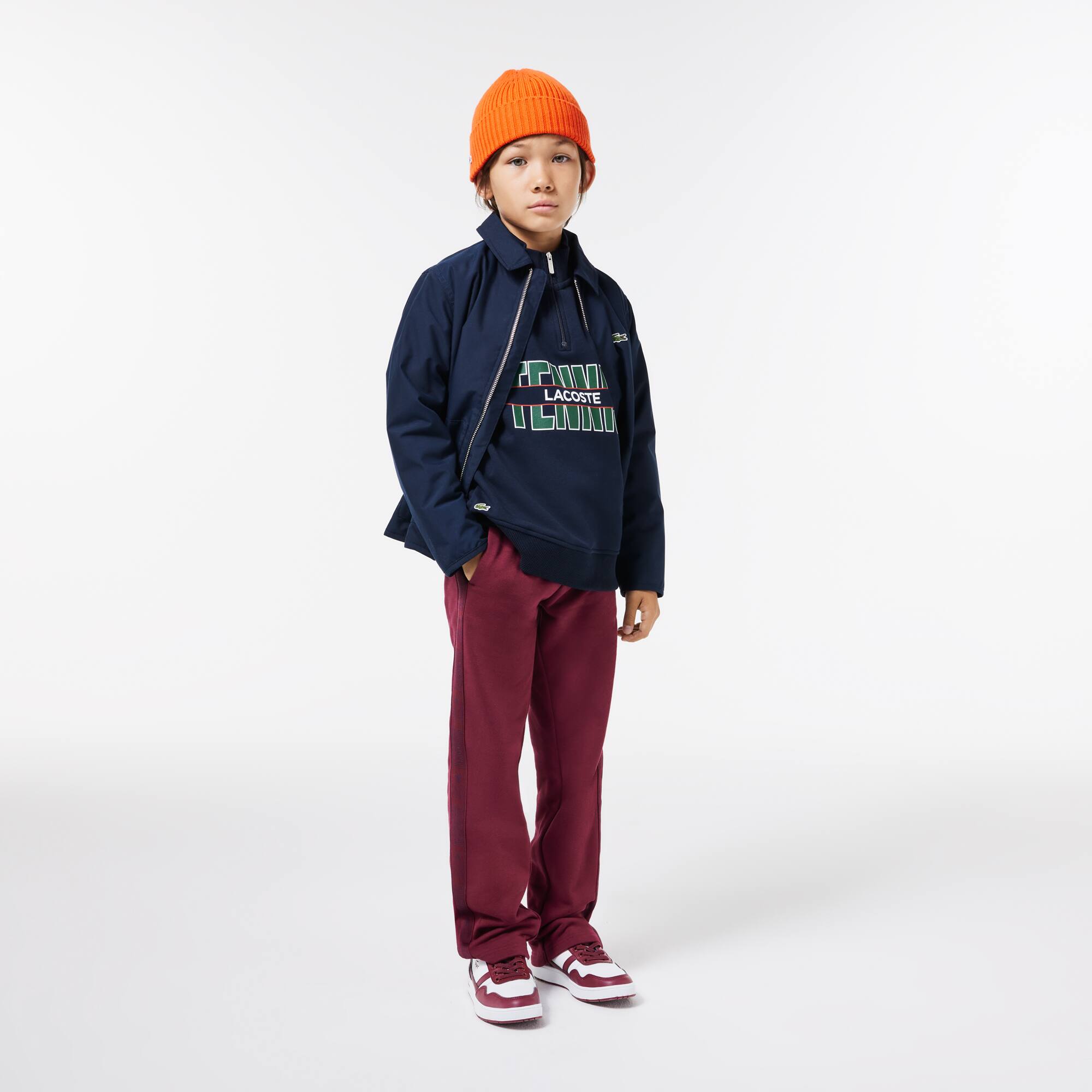 Sweatshirt imprimé col zippé en coton Pullovers & Sweatshirts - Bleu - Lacoste - Enfant