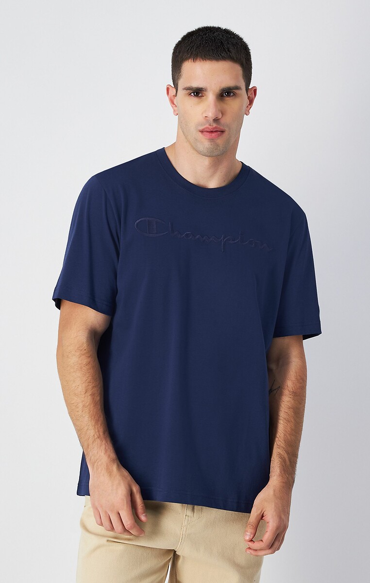 CHAMPION<br>Camiseta de manga curta com gola redonda e logotipo bordado