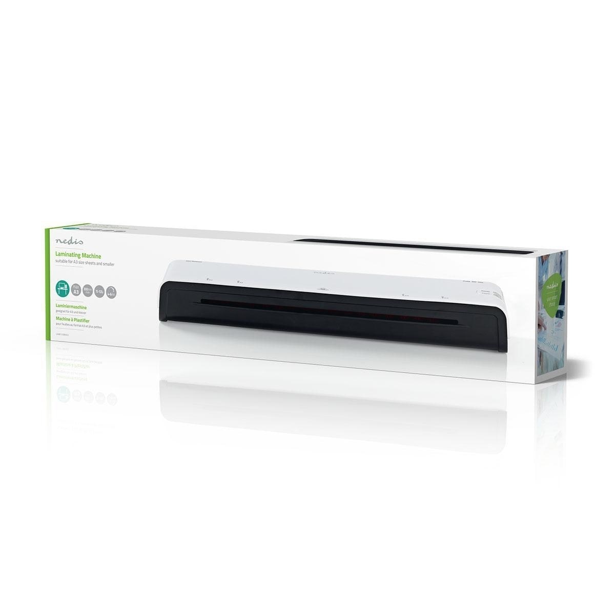 Nedis Laminator | Hot & Cold | A3 | 300 mm/min | Slå av automatisk | Nettstrøm drevet | Hvit
