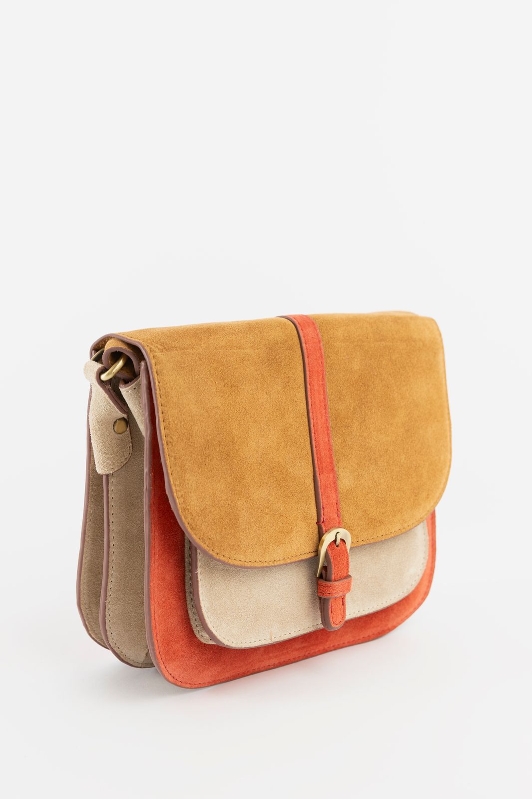 Lichtbruine suède colourblock tas