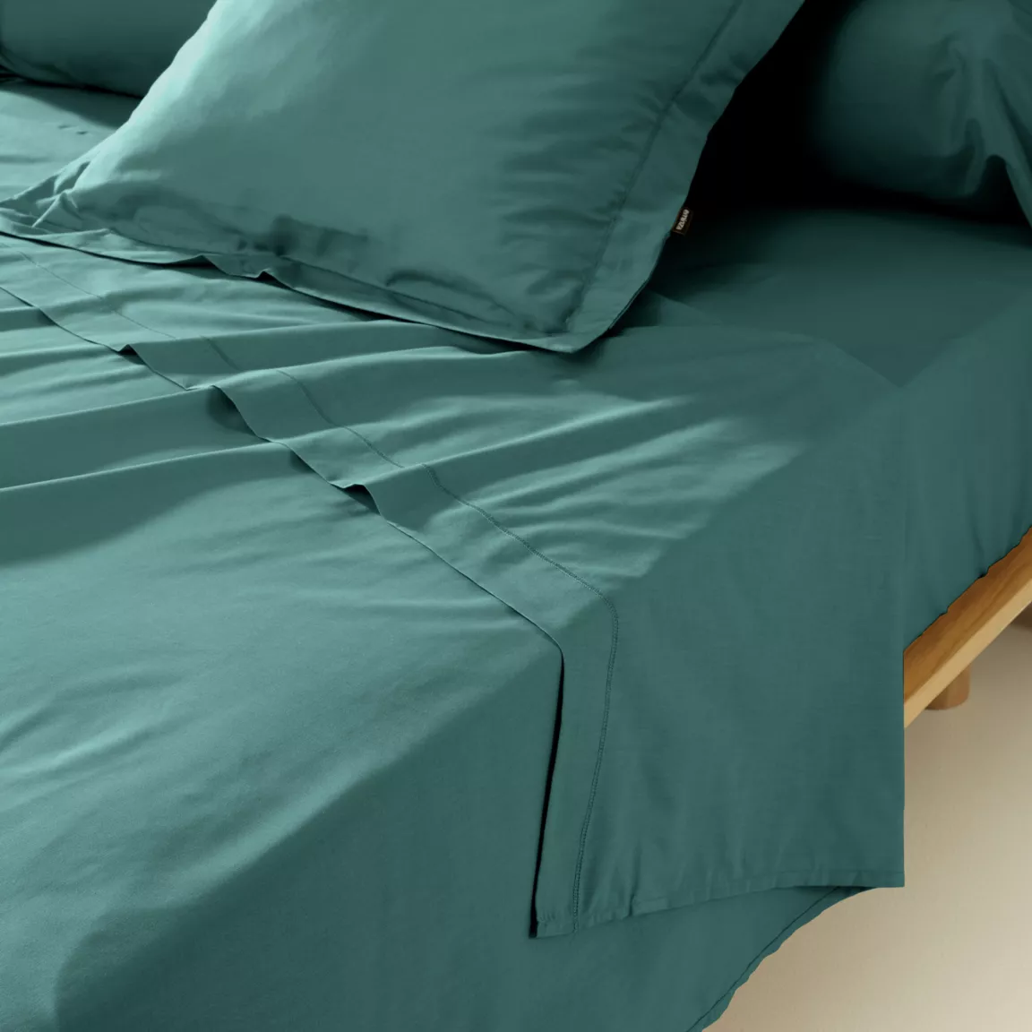 Drap plat percale de coton (240 x 300 cm) Cali bleu canard
