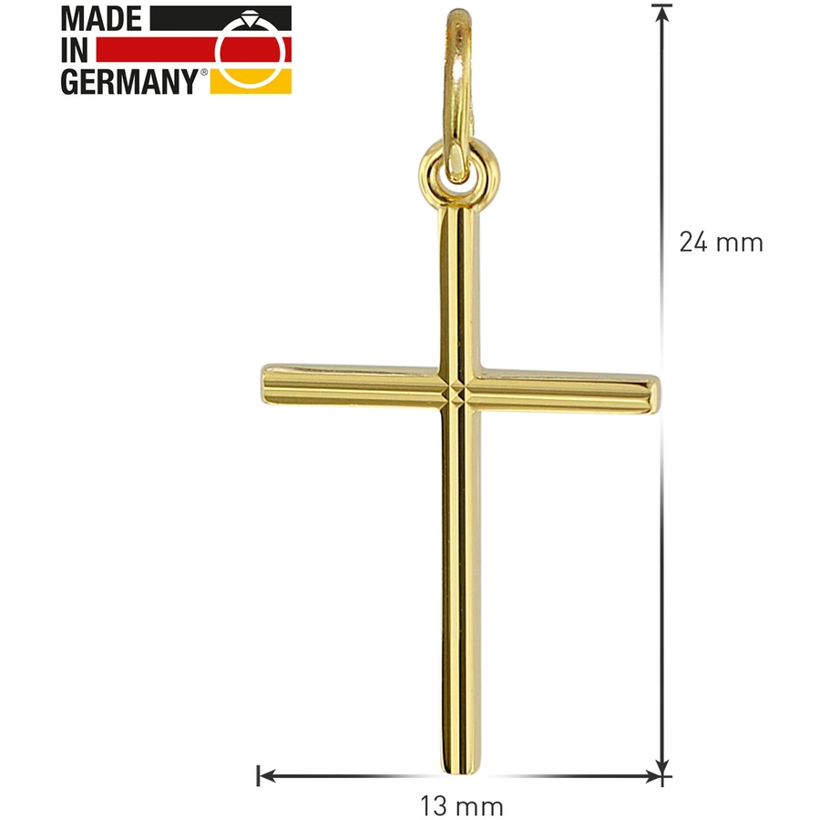 trendor Kreuz-Anhänger Gold 333 mit goldplattierter Halskette gold