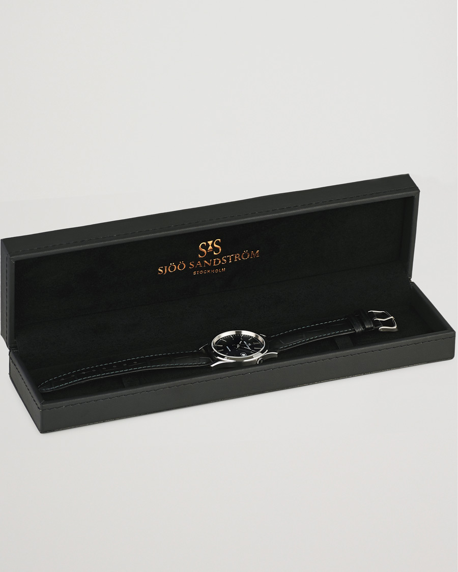 Sjöö Sandström Jubilee Steel Quartz 40mm Black/Black Calf