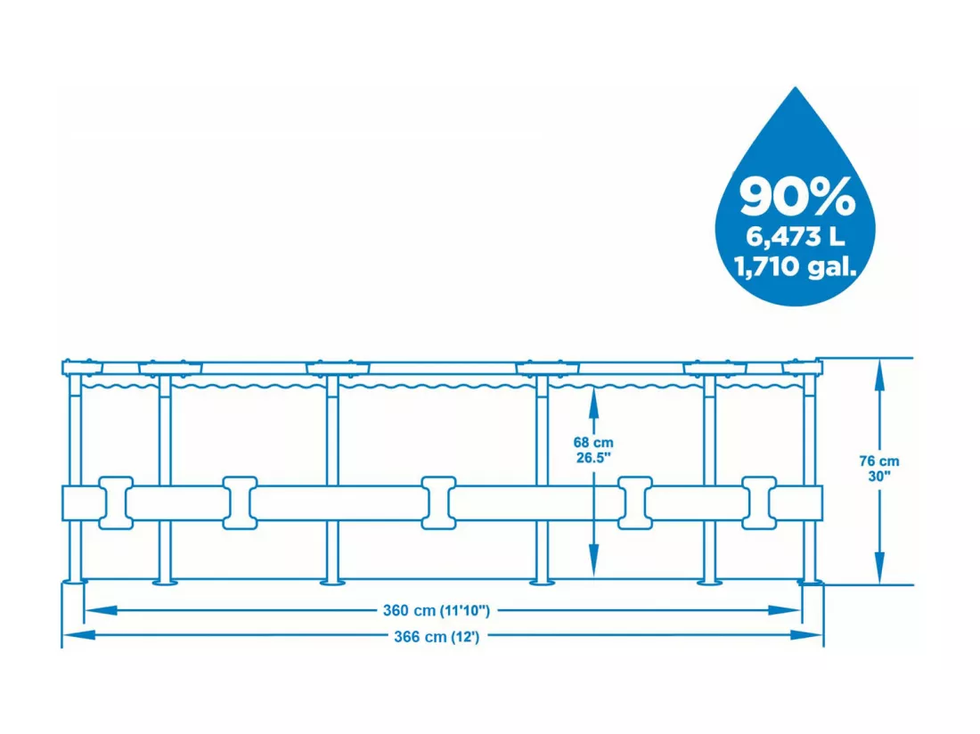 Piscine ronde steel pro frame - 366 x 76 cm - Bleu